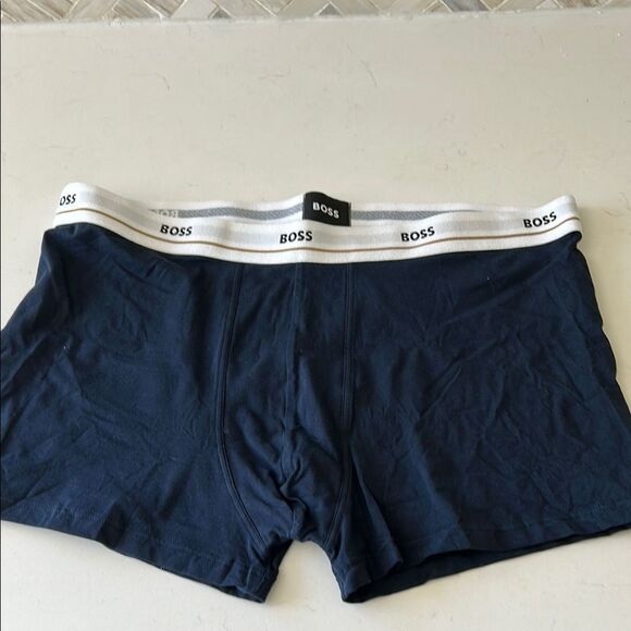 BOSS Men's Bold Logo Cotton Stretch Trunks,  Navy, 2XL, NWOT - Picture 1 of 6